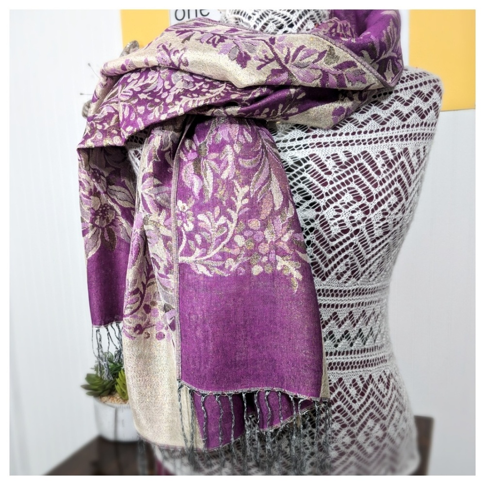 Pashmina & Silk Blend Reversible Scarf Wrap